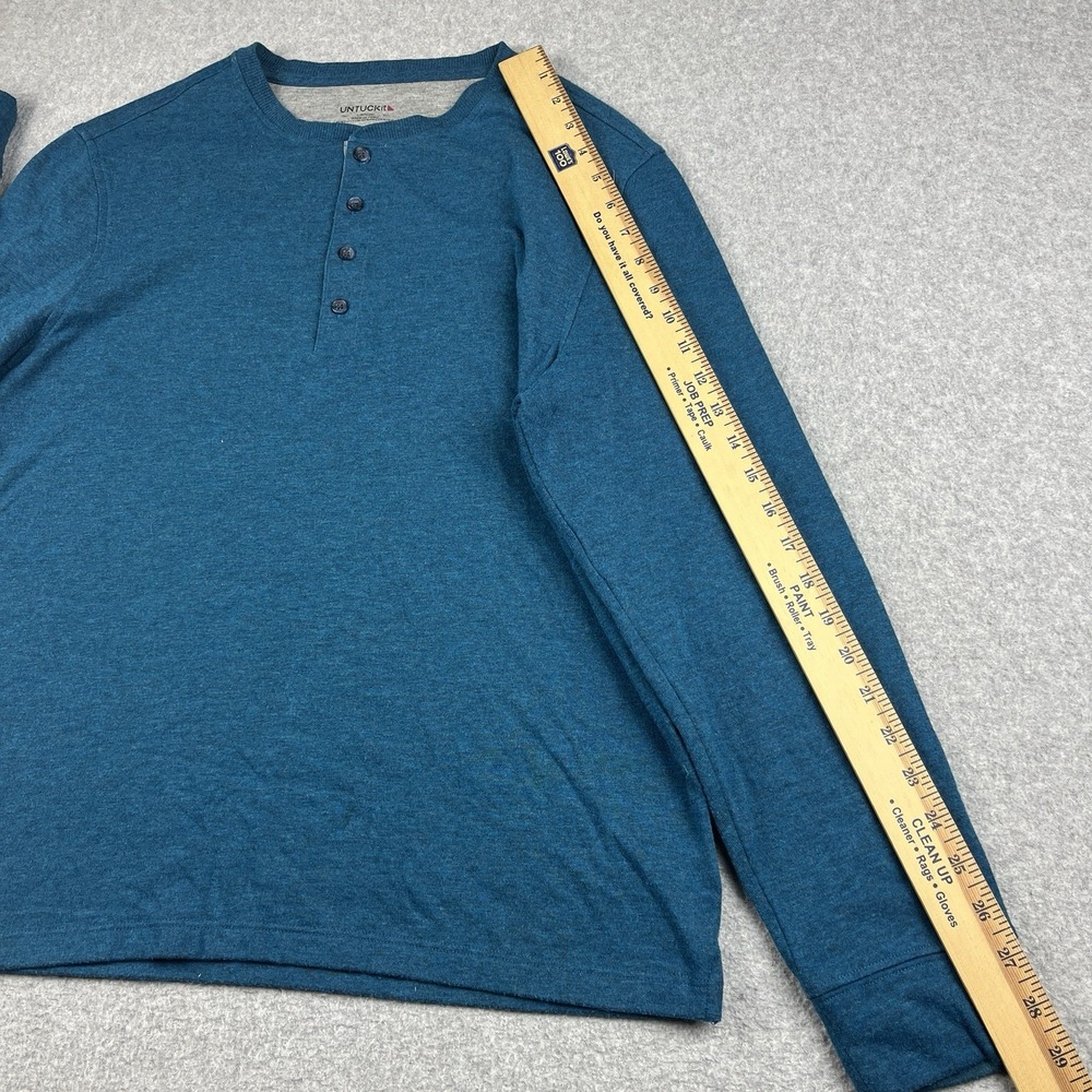 UNTUCKit Pullover Men Large Henley Teal Blue Grassi Lined Long Sleeve Thermal - Picture 9 of 9
